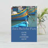 Geviste vissersboten Bachelor Party Kaart (Staand voorkant)