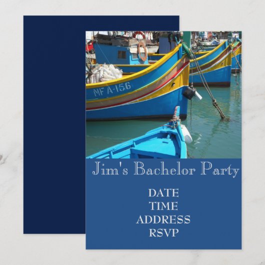 Geviste vissersboten Bachelor Party Kaart (Voorkant / Achterkant)