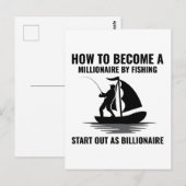 Geviste visvissers buitenshuis Funny Square Sticke Briefkaart (Voorkant / Achterkant)