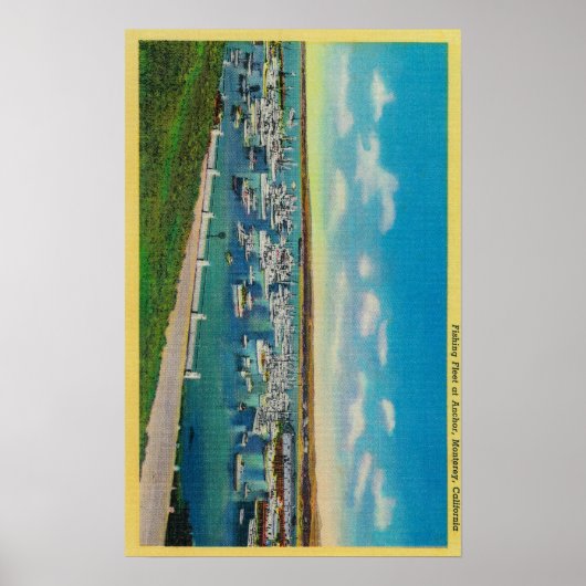 Geviste vloot in AnchorMonterey, CA Poster (Voorkant)