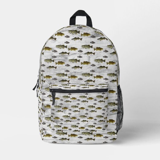 Geviste Walleye Bass Crappie Angler Mannen Bedrukte Rugzak (Voorkant)