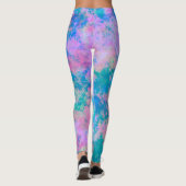 Gevlekt blauw en roze leggings (Achterkant)