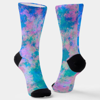 Gevlekt blauw en roze sokken