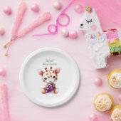 Gevlekt Bruin Waterverf Giraffe Baby shower Papieren Bordje (Feest)