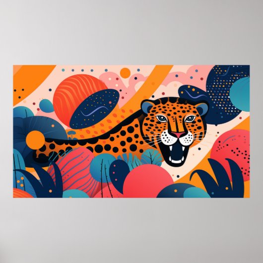 Gevlekt dier in kleurrijke vormenomgeving poster (Voorkant)