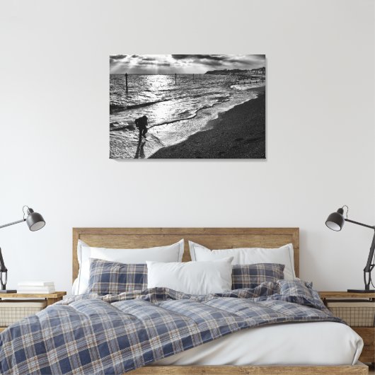 Gevlekt door het Surf op Felixstowe Beach Canvas Afdruk (Insitu (Slaapkamer))
