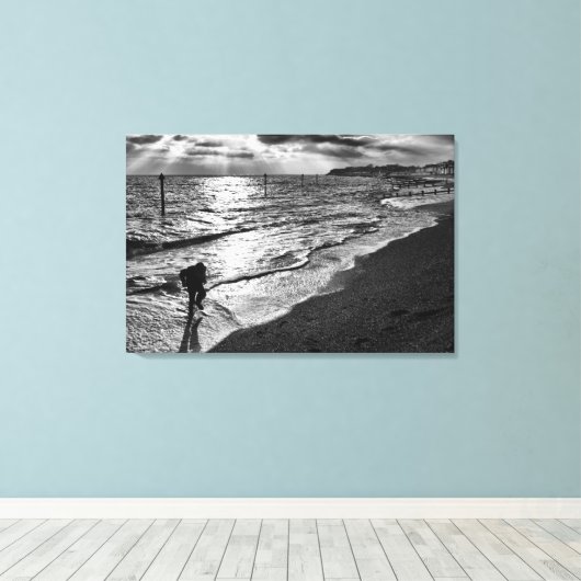Gevlekt door het Surf op Felixstowe Beach Canvas Afdruk (Insitu (Houten vloer))
