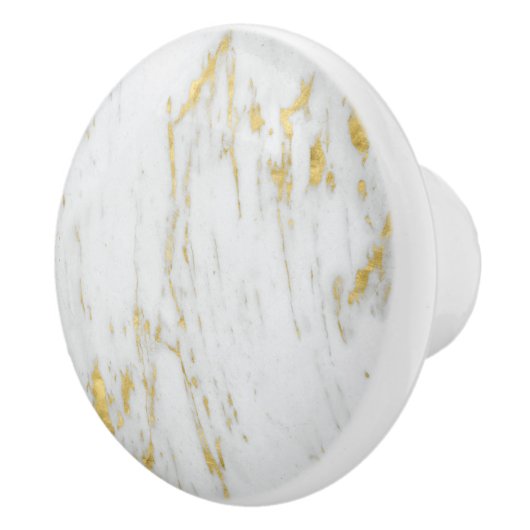 Gevlekt Goud Glanzend Glitter Wit Marmer Keramische Knop (Rechts)