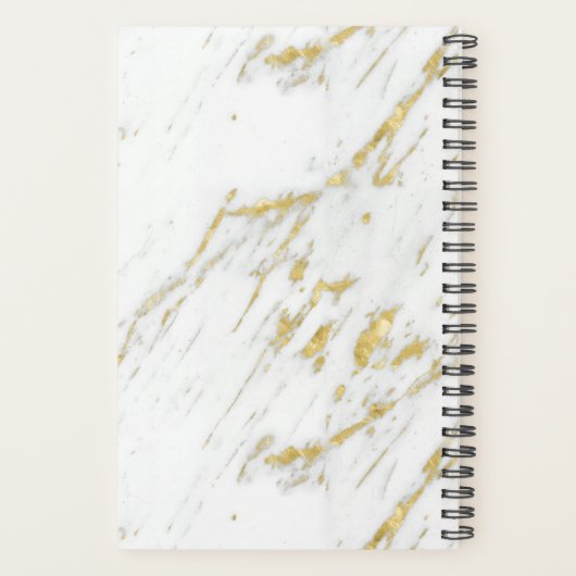 Gevlekt Goud Glitter Wit Marmer Planner (Achterkant)
