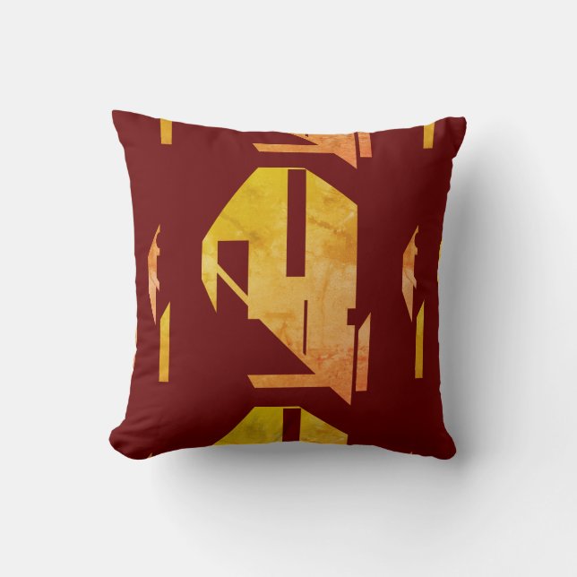 Gevlekt Goud Sinaasappel op Bourgogne Southwest Lo Kussen (Voorkant)