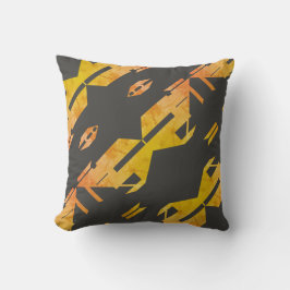 Gevlekt Goud Sinaasappel op Charcoal Diagonal Abst Kussen