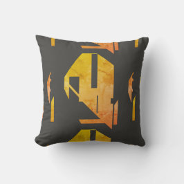 Gevlekt Goud Sinaasappel op Charcoal Tribal Abstra Kussen