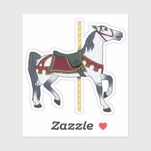 Gevlekt grijs carouselpaard sticker (Vel)