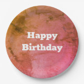 Gevlekt in Groene en Roze Verjaardagspapier Borden Papieren Bordje (Voorkant)