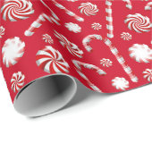 gevlekt kerstpeppermint-snoep cadeaupapier (Rol Hoek)