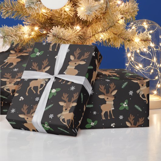 gevlekt kerstrendierpatroon cadeaupapier (Feestdagen)