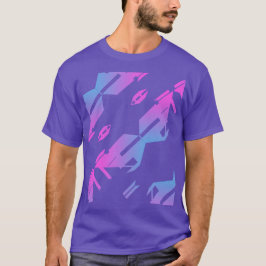 Gevlekt Magenta Blue Diagonal Tropical Art Design T-shirt