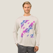 Gevlekt Magenta Blue Diagonal Tropical Art Design Tri-Blend Shirt (Voorkant)