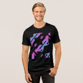 Gevlekt Magenta Blue Diagonal Tropical Art Design Tri-Blend Shirt (Voorkant volledig)