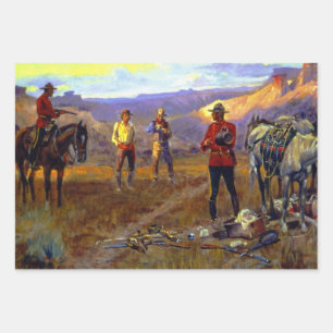 "Gevlekt met de goederen" door Charles M Russell Inpakpapier Vel