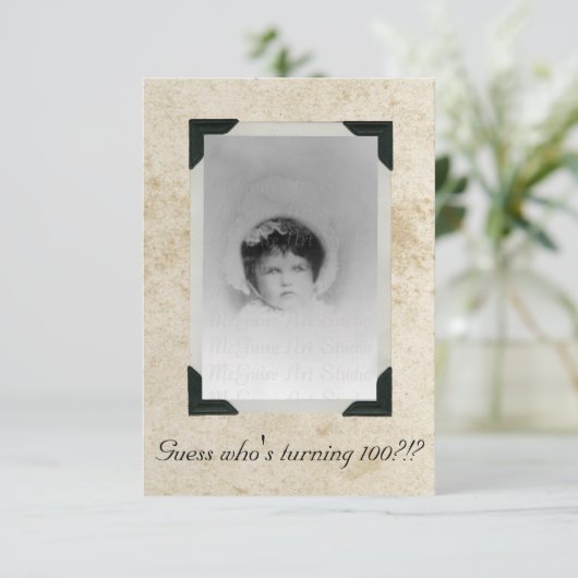 Gevlekt papier Oude foto Verjaardag Kaart (Staand voorkant)