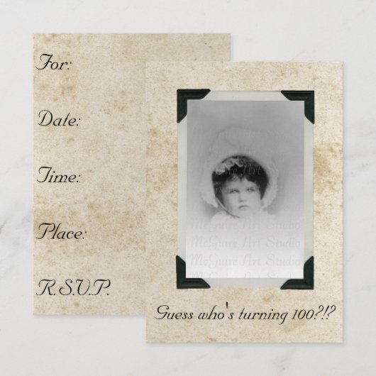 Gevlekt papier Oude foto Verjaardag Kaart (Voorkant / Achterkant)