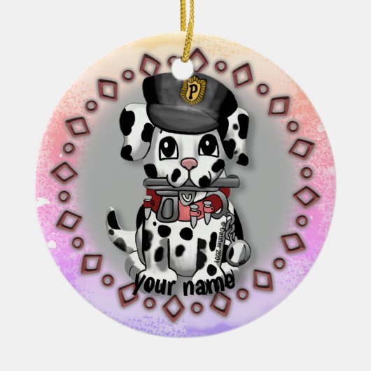 Gevlekt politiehond ornament (Voorkant)