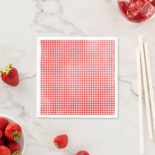 gevlekt rood en wit gingham patroon servet (Insitu)