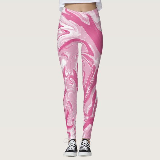 Gevlekt roze marmer leggings (Voorkant)