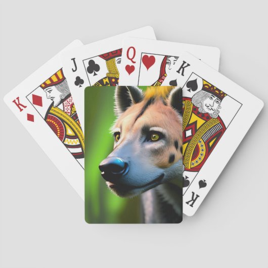 Gevlekt stalking hyena kijken naar zijn prooi, pokerkaarten (Achterkant)