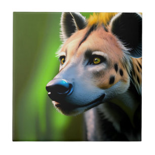 Gevlekt stalking hyena kijken naar zijn prooi, tegeltje