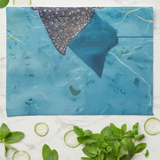 Gevlekte adelaar Stingray - Ocean Theedoek (Gevouwen)