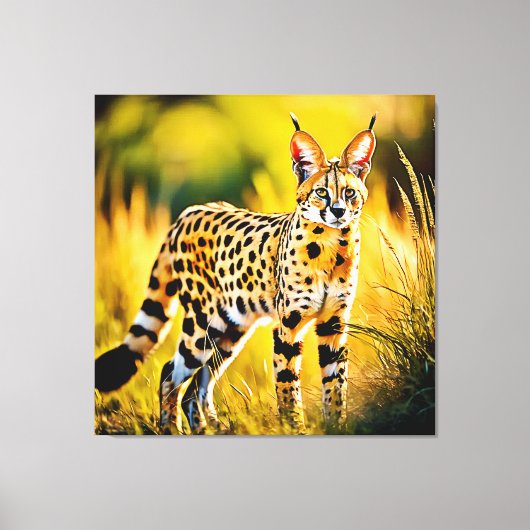 Gevlekte Afrikaanse Savannah Serval Cat Canvas Afdruk (Voorkant)