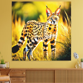 Gevlekte Afrikaanse Savannah Serval Cat Canvas Afdruk