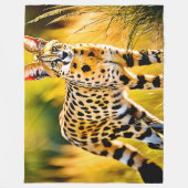 Gevlekte Afrikaanse Savannah Serval Cat Fleece Deken (Voorkant)