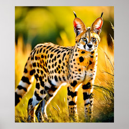 Gevlekte Afrikaanse Savannah Serval Cat Poster