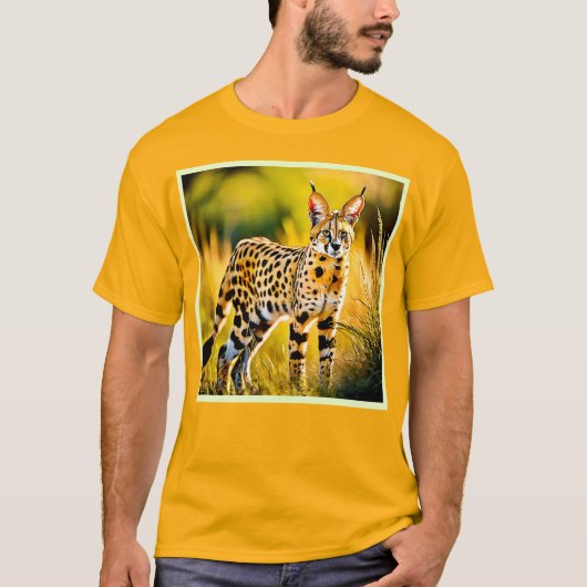 Gevlekte Afrikaanse Savannah Serval Cat T-shirt (Voorkant)