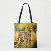 Gevlekte Afrikaanse Savannah Serval Cat Tote Bag (Voorkant)