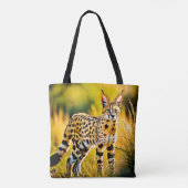 Gevlekte Afrikaanse Savannah Serval Cat Tote Bag (Achterkant)
