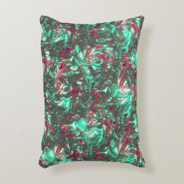 Gevlekte aquamarine en rood, gezwollen met zwarte  accent kussen