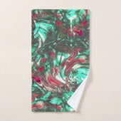 Gevlekte aquamarine en rood, gezwollen met zwarte bad handdoek (Handdoek)