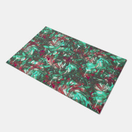 Gevlekte aquamarine en rood, gezwollen met zwarte  deurmat