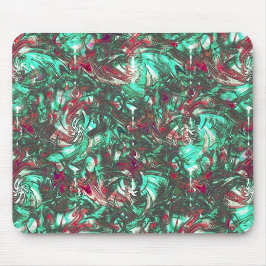 Gevlekte aquamarine en rood, gezwollen met zwarte  muismat (Voorkant)