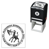 Gevlekte Baby Giraffe Eet Blad Naam Terug Adres Zelfinktende Stempel (In situ)