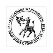 Gevlekte Baby Giraffe Eet Blad Naam Terug Adres Zelfinktende Stempel (Design)
