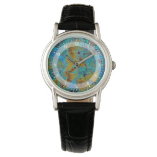 Gevlekte Blauwe Chrysocolla Jaspis Horloge