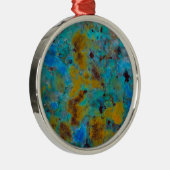 Gevlekte Blauwe Chrysocolla Jaspis Metalen Ornament (Rechts)