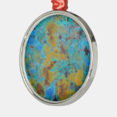 Gevlekte Blauwe Chrysocolla Jaspis Metalen Ornament (Links)