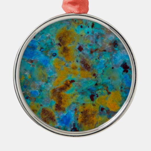 Gevlekte Blauwe Chrysocolla Jaspis Metalen Ornament (Voorkant)