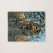 Gevlekte bosuil die rust in Spaans mos Legpuzzel (Horizontaal)